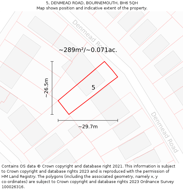 5, DENMEAD ROAD, BOURNEMOUTH, BH6 5QH: Plot and title map