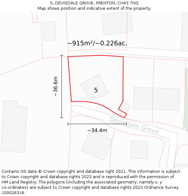 5, DEVISDALE GROVE, PRENTON, CH43 7NQ: Plot and title map