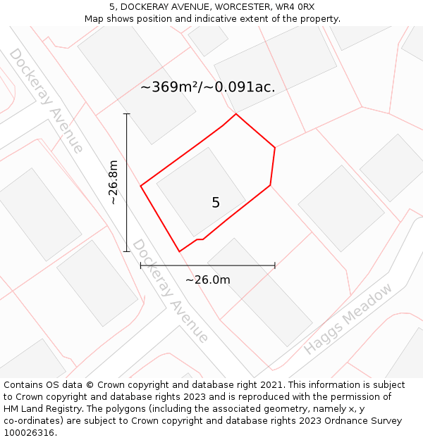 5, DOCKERAY AVENUE, WORCESTER, WR4 0RX: Plot and title map
