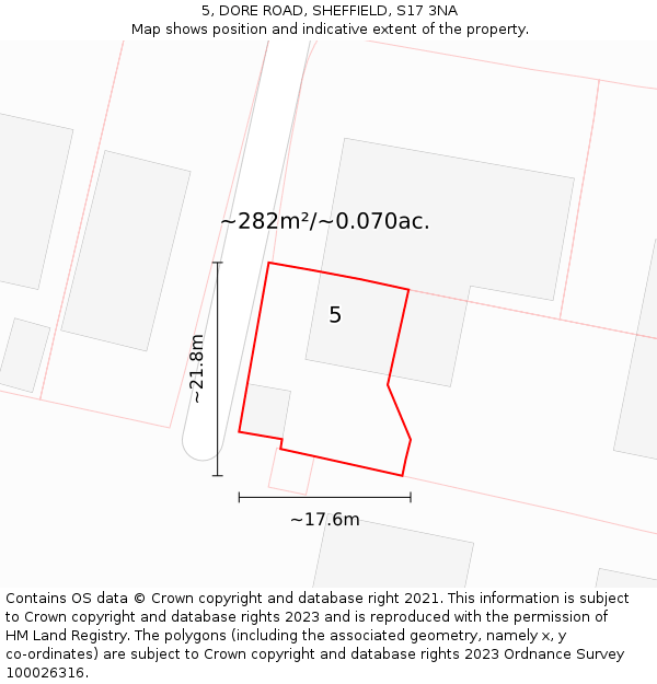 5, DORE ROAD, SHEFFIELD, S17 3NA: Plot and title map