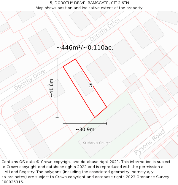 5, DOROTHY DRIVE, RAMSGATE, CT12 6TN: Plot and title map