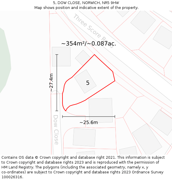 5, DOW CLOSE, NORWICH, NR5 9HW: Plot and title map