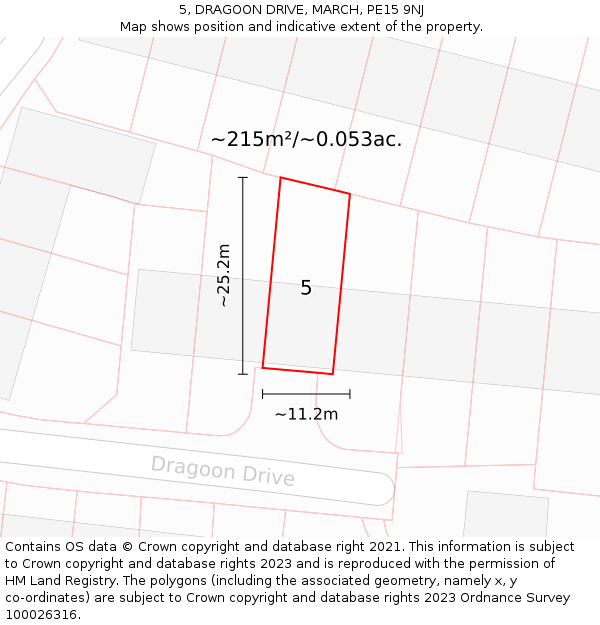 5, DRAGOON DRIVE, MARCH, PE15 9NJ: Plot and title map