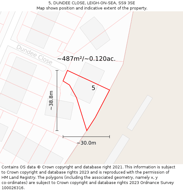 5, DUNDEE CLOSE, LEIGH-ON-SEA, SS9 3SE: Plot and title map