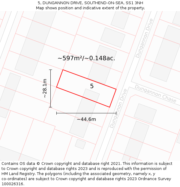 5, DUNGANNON DRIVE, SOUTHEND-ON-SEA, SS1 3NH: Plot and title map