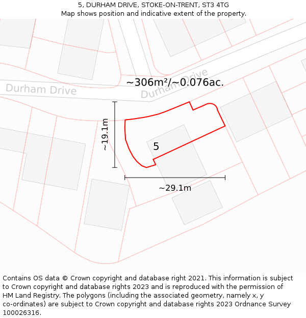 5, DURHAM DRIVE, STOKE-ON-TRENT, ST3 4TG: Plot and title map