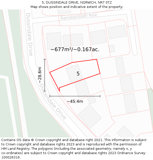 5, DUSSINDALE DRIVE, NORWICH, NR7 0TZ: Plot and title map