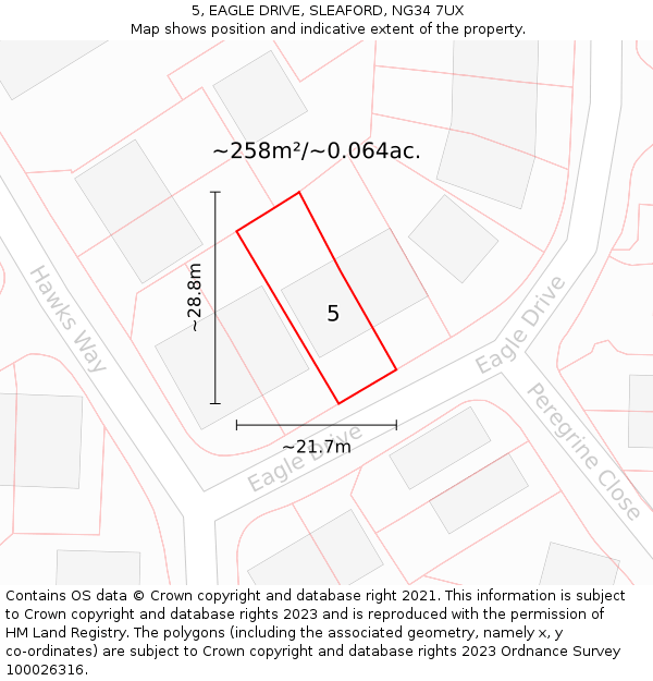 5, EAGLE DRIVE, SLEAFORD, NG34 7UX: Plot and title map