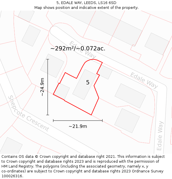 5, EDALE WAY, LEEDS, LS16 6SD: Plot and title map