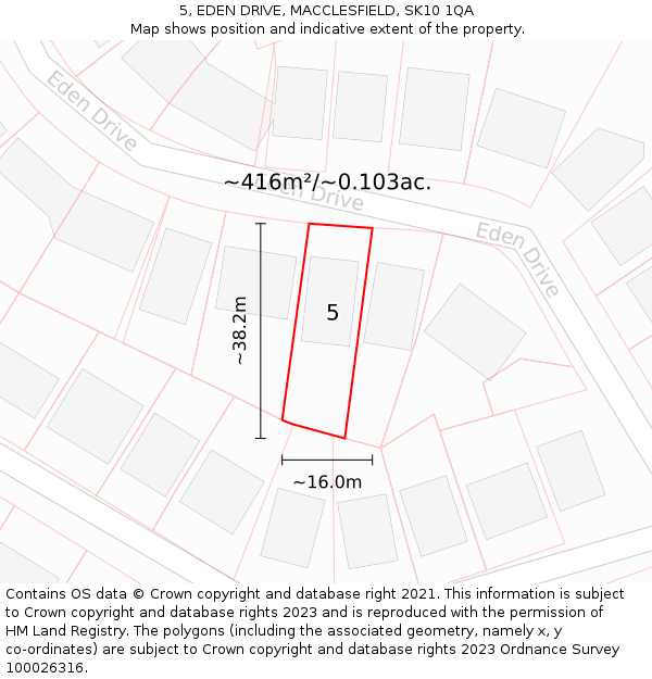 5, EDEN DRIVE, MACCLESFIELD, SK10 1QA: Plot and title map