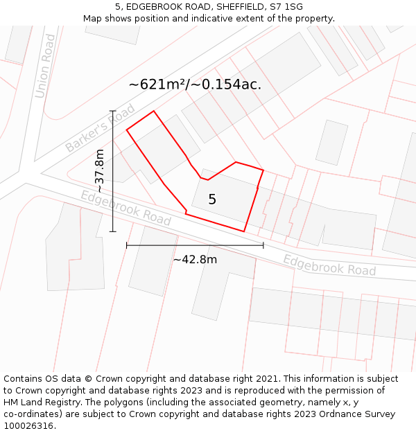 5, EDGEBROOK ROAD, SHEFFIELD, S7 1SG: Plot and title map