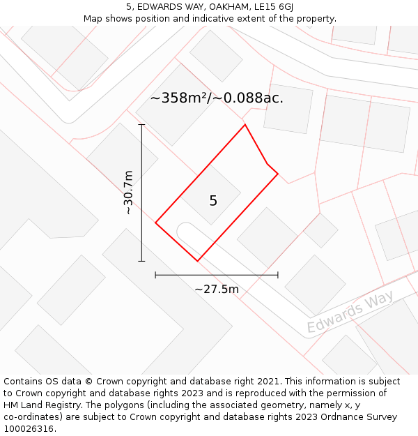 5, EDWARDS WAY, OAKHAM, LE15 6GJ: Plot and title map