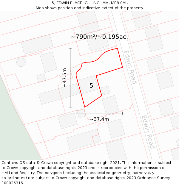 5, EDWIN PLACE, GILLINGHAM, ME8 0AU: Plot and title map