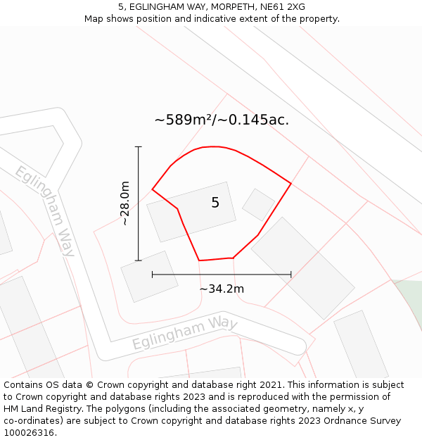 5, EGLINGHAM WAY, MORPETH, NE61 2XG: Plot and title map