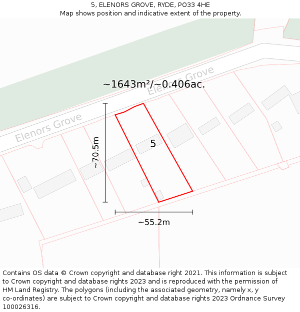 5, ELENORS GROVE, RYDE, PO33 4HE: Plot and title map