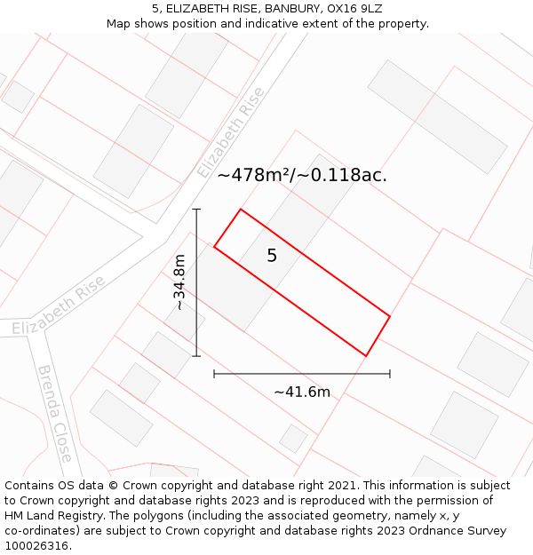 5, ELIZABETH RISE, BANBURY, OX16 9LZ: Plot and title map