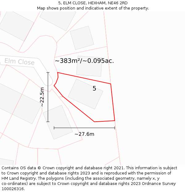 5, ELM CLOSE, HEXHAM, NE46 2RD: Plot and title map