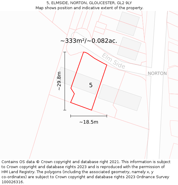 5, ELMSIDE, NORTON, GLOUCESTER, GL2 9LY: Plot and title map
