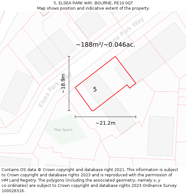 5, ELSEA PARK WAY, BOURNE, PE10 0QT: Plot and title map