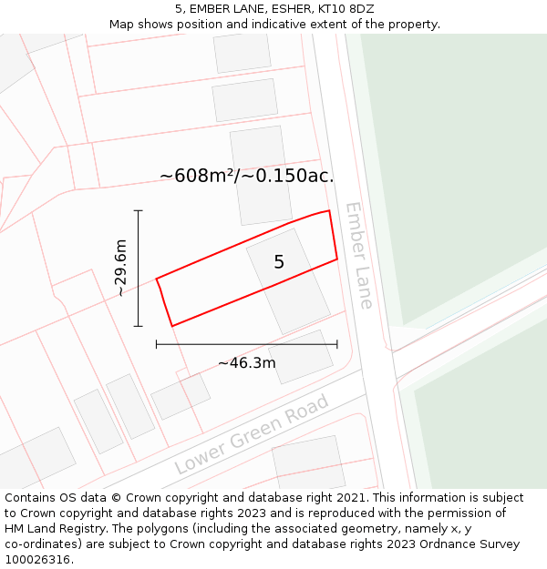 5, EMBER LANE, ESHER, KT10 8DZ: Plot and title map