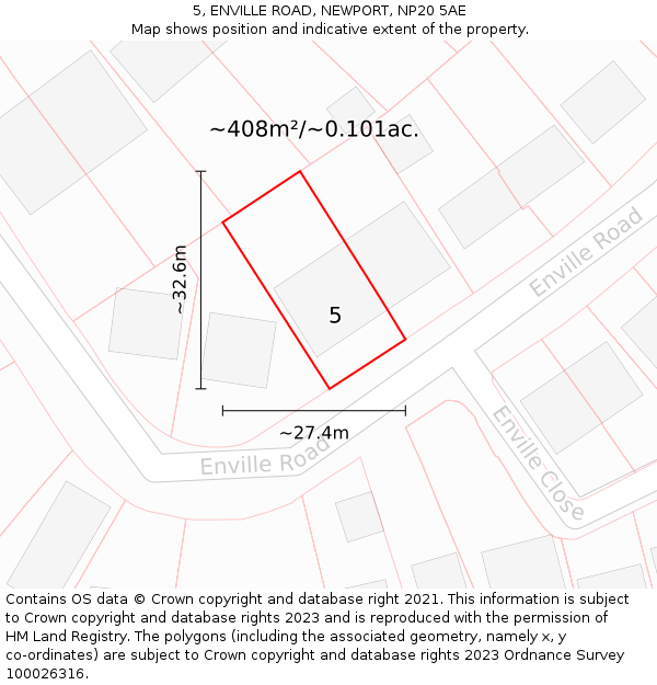 5, ENVILLE ROAD, NEWPORT, NP20 5AE: Plot and title map
