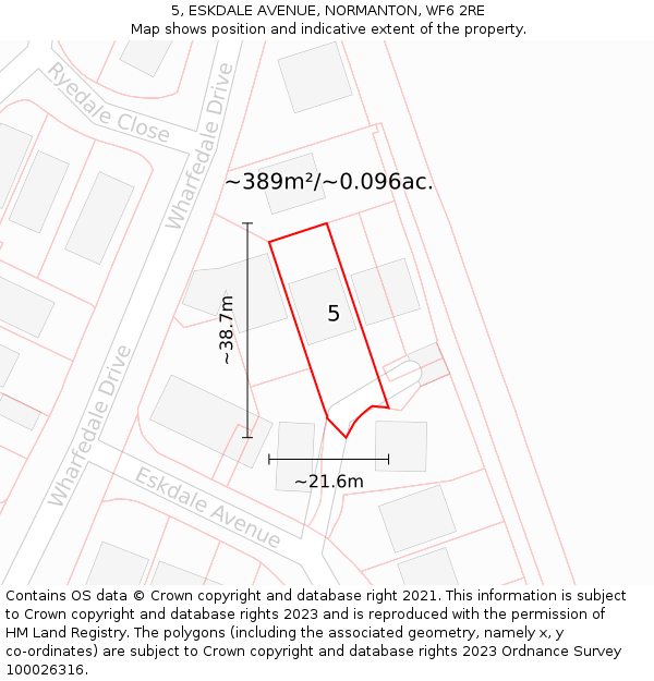 5, ESKDALE AVENUE, NORMANTON, WF6 2RE: Plot and title map