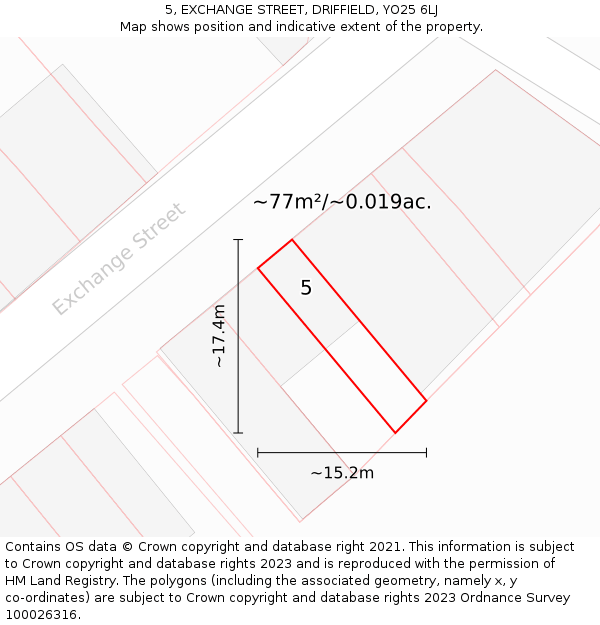 5, EXCHANGE STREET, DRIFFIELD, YO25 6LJ: Plot and title map