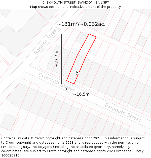 5, EXMOUTH STREET, SWINDON, SN1 3PT: Plot and title map