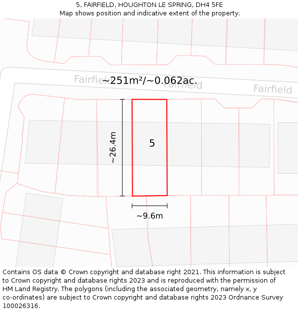 5, FAIRFIELD, HOUGHTON LE SPRING, DH4 5FE: Plot and title map