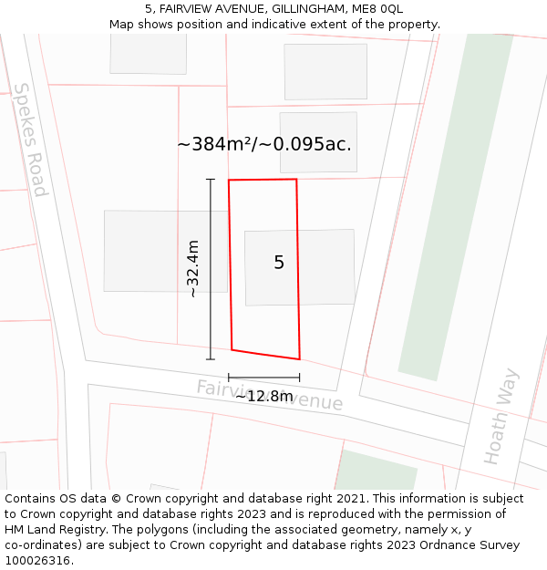 5, FAIRVIEW AVENUE, GILLINGHAM, ME8 0QL: Plot and title map