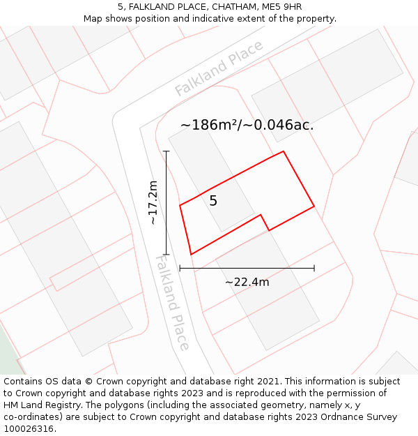 5, FALKLAND PLACE, CHATHAM, ME5 9HR: Plot and title map