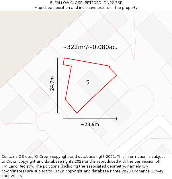 5, FALLOW CLOSE, RETFORD, DN22 7SP: Plot and title map