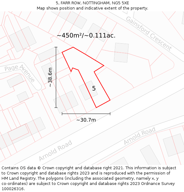 5, FARR ROW, NOTTINGHAM, NG5 5XE: Plot and title map