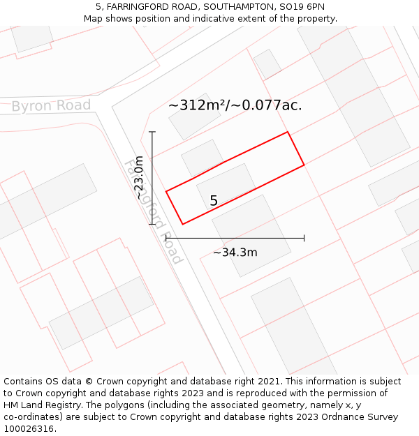 5, FARRINGFORD ROAD, SOUTHAMPTON, SO19 6PN: Plot and title map