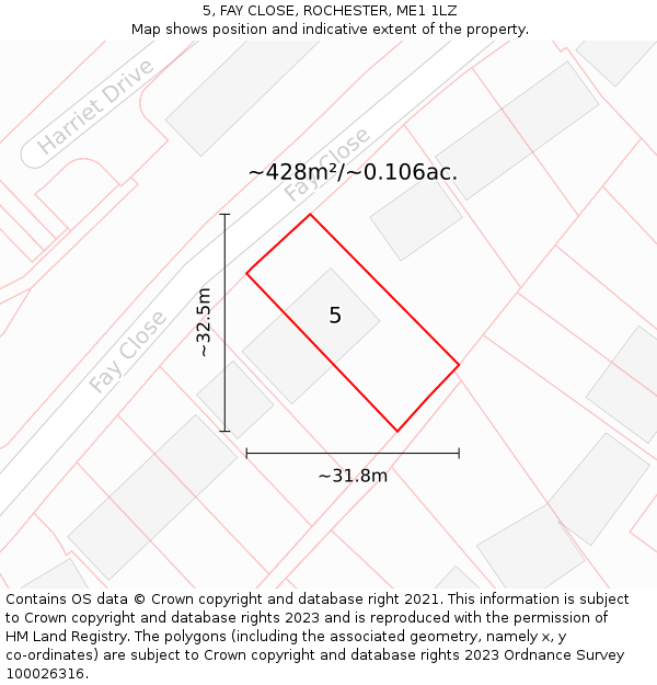 5, FAY CLOSE, ROCHESTER, ME1 1LZ: Plot and title map