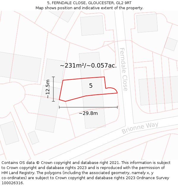 5, FERNDALE CLOSE, GLOUCESTER, GL2 9RT: Plot and title map