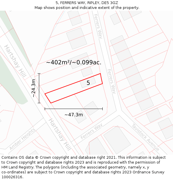 5, FERRERS WAY, RIPLEY, DE5 3GZ: Plot and title map