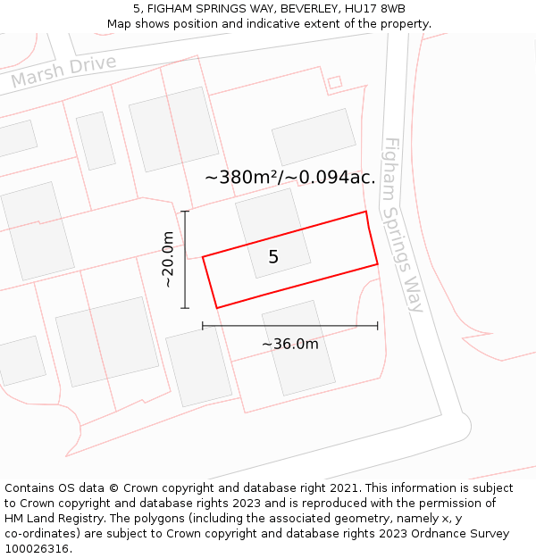 5, FIGHAM SPRINGS WAY, BEVERLEY, HU17 8WB: Plot and title map