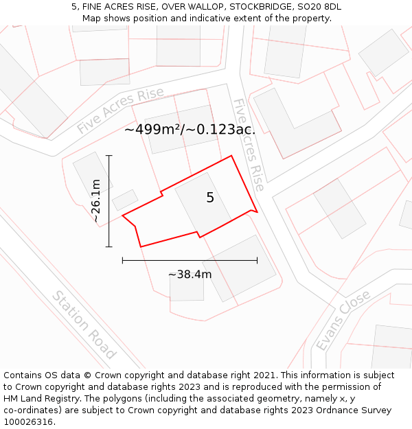 5, FINE ACRES RISE, OVER WALLOP, STOCKBRIDGE, SO20 8DL: Plot and title map