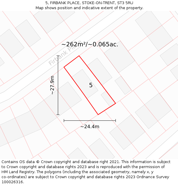 5, FIRBANK PLACE, STOKE-ON-TRENT, ST3 5RU: Plot and title map