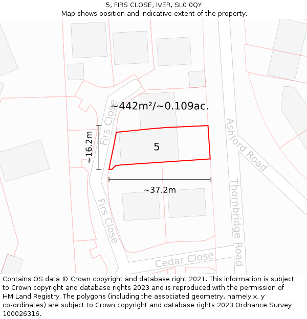 5, FIRS CLOSE, IVER, SL0 0QY: Plot and title map