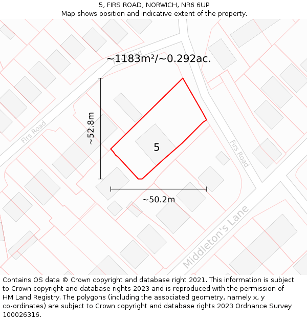 5, FIRS ROAD, NORWICH, NR6 6UP: Plot and title map