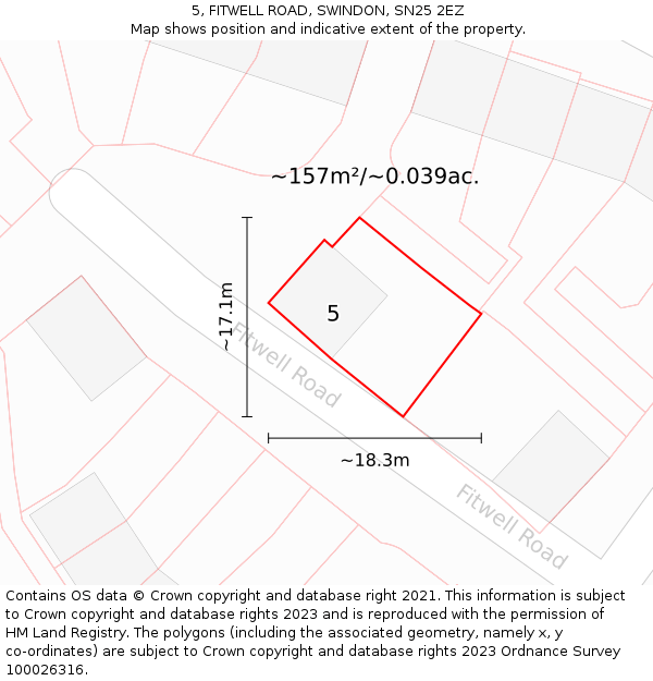 5, FITWELL ROAD, SWINDON, SN25 2EZ: Plot and title map
