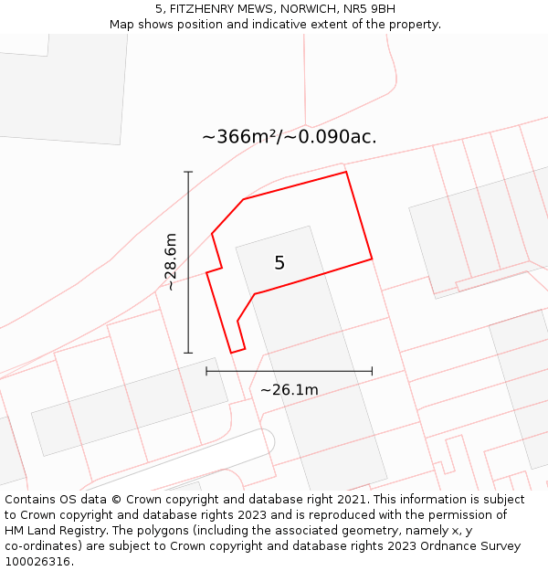 5, FITZHENRY MEWS, NORWICH, NR5 9BH: Plot and title map