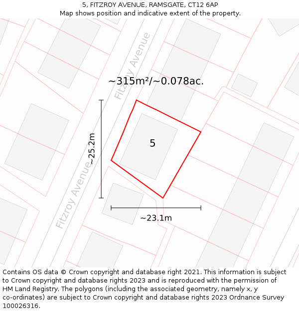 5, FITZROY AVENUE, RAMSGATE, CT12 6AP: Plot and title map