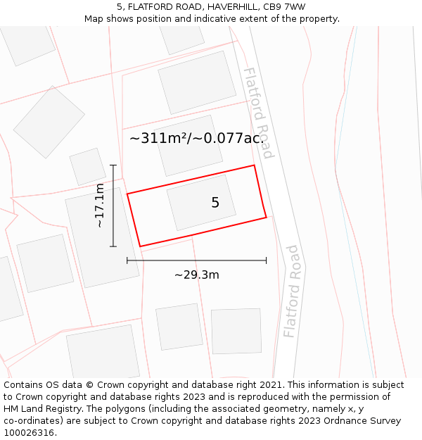 5, FLATFORD ROAD, HAVERHILL, CB9 7WW: Plot and title map