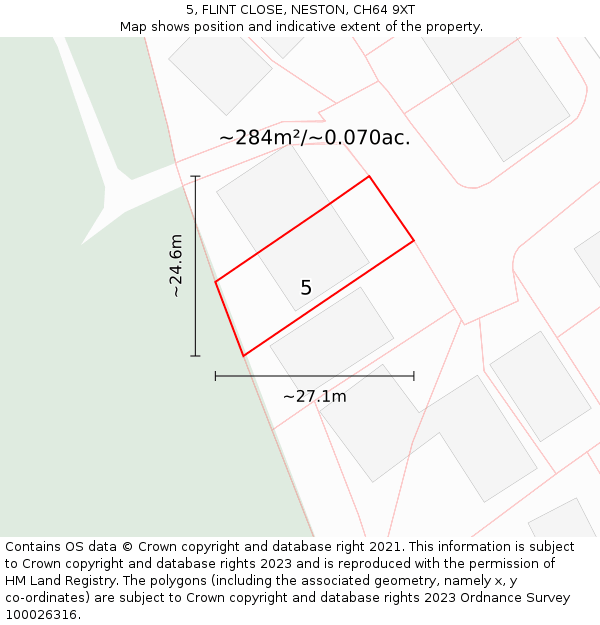 5, FLINT CLOSE, NESTON, CH64 9XT: Plot and title map