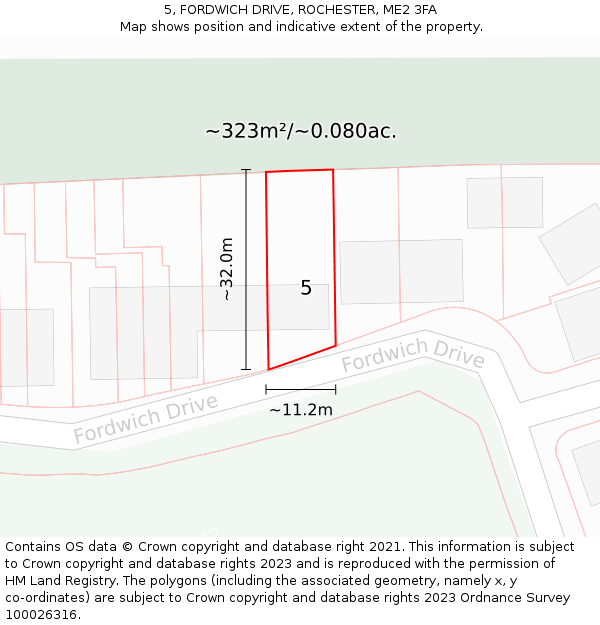 5, FORDWICH DRIVE, ROCHESTER, ME2 3FA: Plot and title map