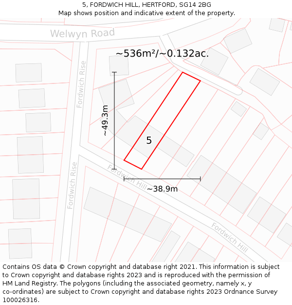 5, FORDWICH HILL, HERTFORD, SG14 2BG: Plot and title map