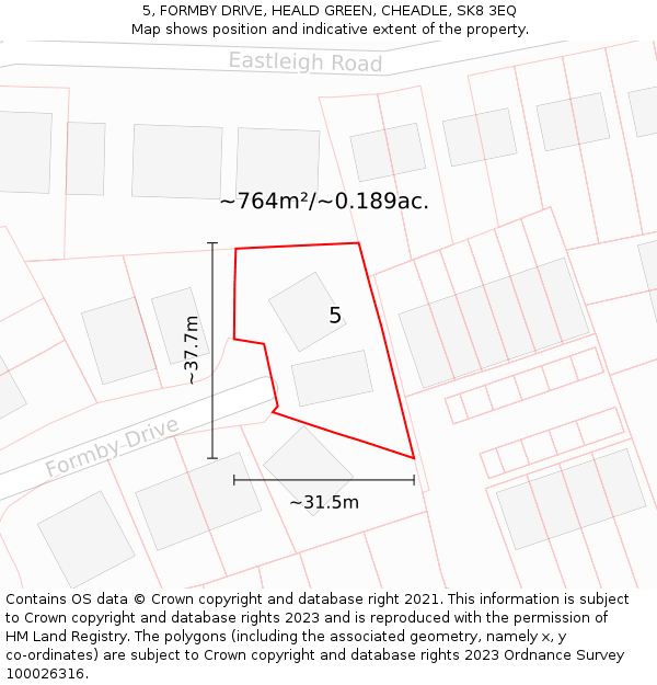 5, FORMBY DRIVE, HEALD GREEN, CHEADLE, SK8 3EQ: Plot and title map